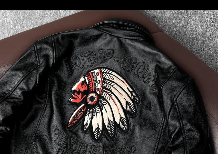 Indian Embroidery Flying Suit Leather Jacket